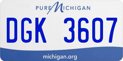 MI license plate DGK3607