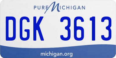 MI license plate DGK3613