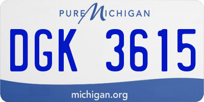 MI license plate DGK3615