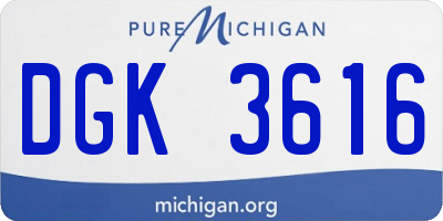 MI license plate DGK3616