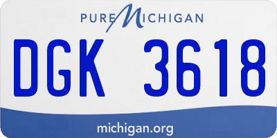 MI license plate DGK3618