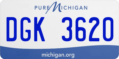 MI license plate DGK3620