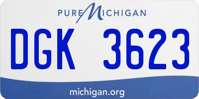 MI license plate DGK3623