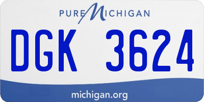 MI license plate DGK3624