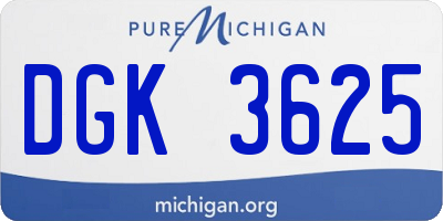 MI license plate DGK3625