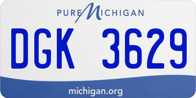 MI license plate DGK3629