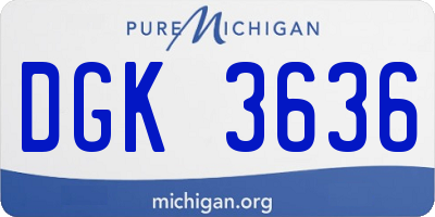 MI license plate DGK3636