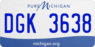 MI license plate DGK3638
