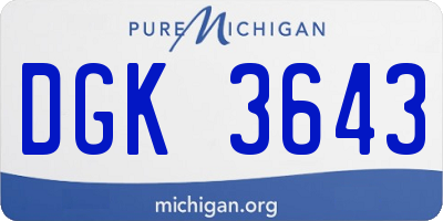 MI license plate DGK3643