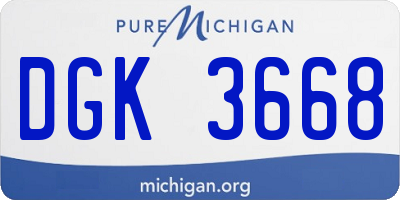 MI license plate DGK3668