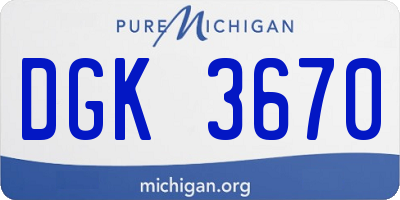 MI license plate DGK3670