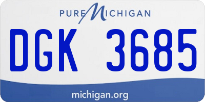 MI license plate DGK3685