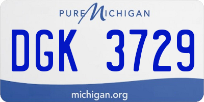 MI license plate DGK3729