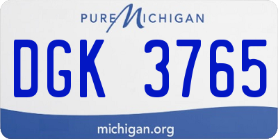 MI license plate DGK3765