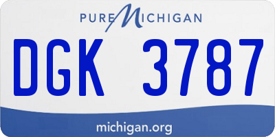 MI license plate DGK3787
