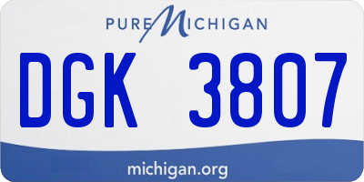MI license plate DGK3807