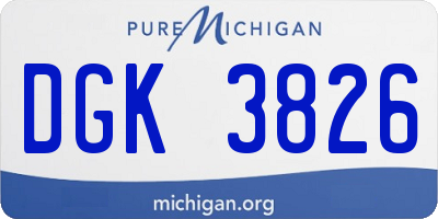 MI license plate DGK3826