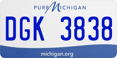 MI license plate DGK3838
