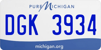 MI license plate DGK3934