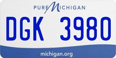 MI license plate DGK3980
