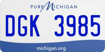 MI license plate DGK3985