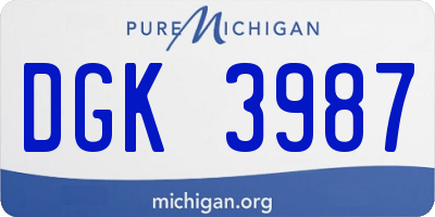 MI license plate DGK3987