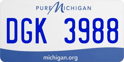 MI license plate DGK3988