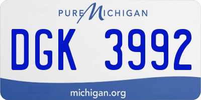 MI license plate DGK3992