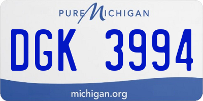 MI license plate DGK3994