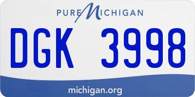 MI license plate DGK3998