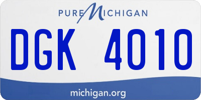 MI license plate DGK4010