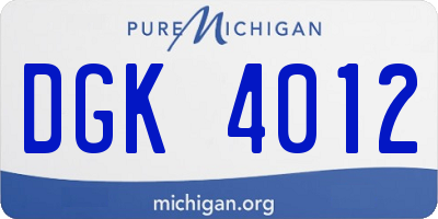 MI license plate DGK4012