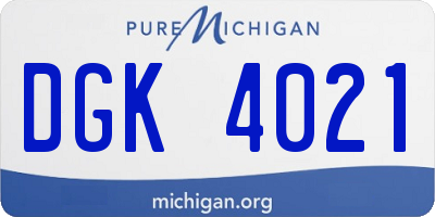 MI license plate DGK4021