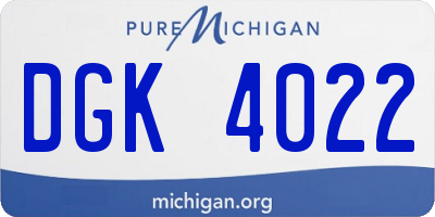 MI license plate DGK4022