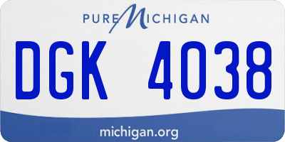 MI license plate DGK4038