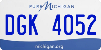 MI license plate DGK4052