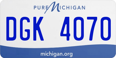 MI license plate DGK4070