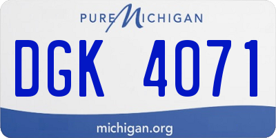 MI license plate DGK4071