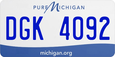 MI license plate DGK4092