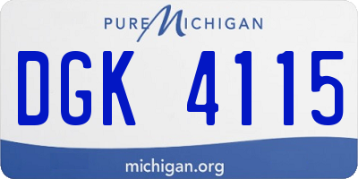 MI license plate DGK4115
