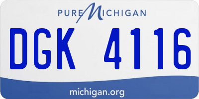 MI license plate DGK4116