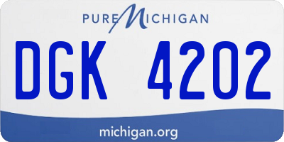 MI license plate DGK4202