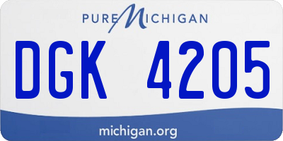 MI license plate DGK4205