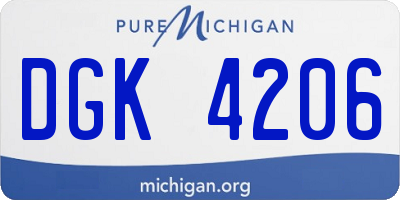 MI license plate DGK4206
