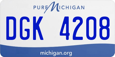 MI license plate DGK4208