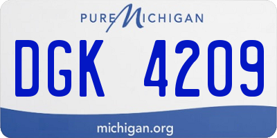 MI license plate DGK4209