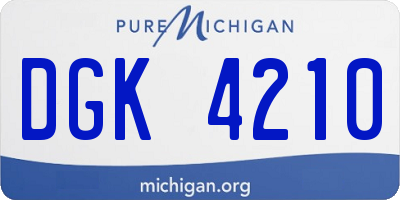 MI license plate DGK4210