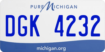 MI license plate DGK4232