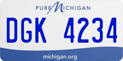 MI license plate DGK4234