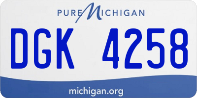 MI license plate DGK4258